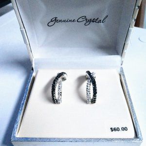 Sterling silver and black half hoops